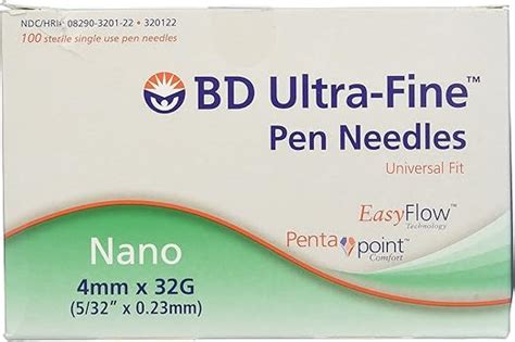 Bd Nano Ultra Fine Penta Point Sterile Pen Needles 4mm X 32g 100 Units Mx Salud