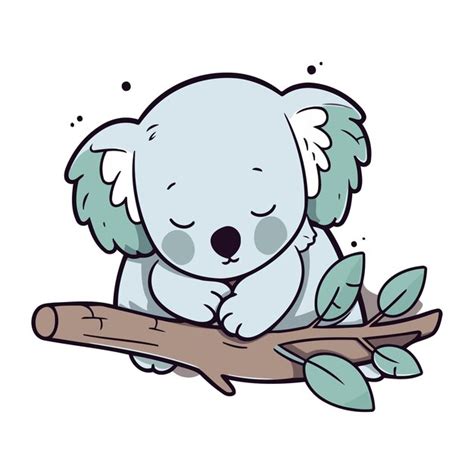 Premium Vector Cute Cartoon Koala Sleeping On A Branch Vector