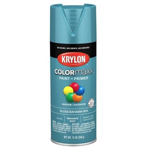 Krylon Spray Paint And Primer Inoutdoor No Rust Gloss Bahama Sea 12