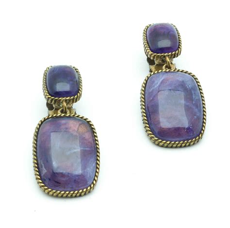 Poggi Vintage purple clip-on earrings by Gripoix 80s - Katheley's