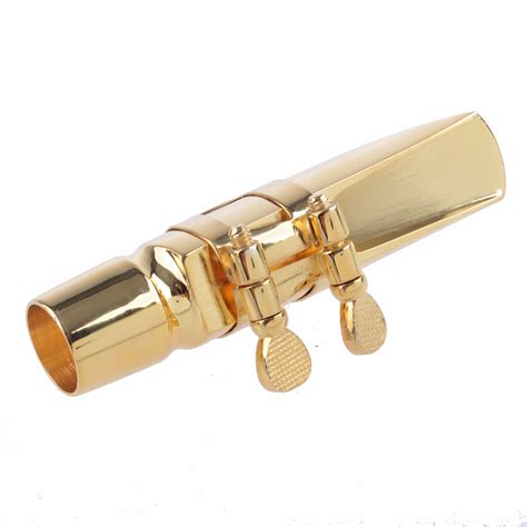 Alto Sax Saxophone Mouthpiece 8 Metal With Cap And Ligature Golden Plated Ebay