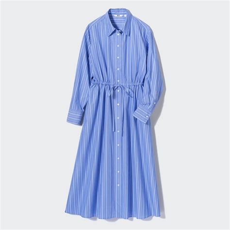 Striped Cotton Long Sleeve Long Shirt Dress Uniqlo Us