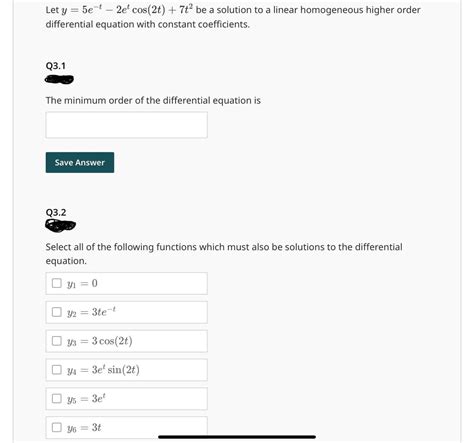 Answered Let Y 5et 2e Cos 2t 7t² Be A… Bartleby