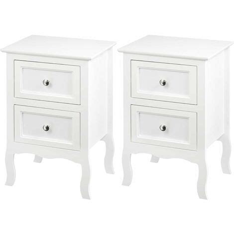 WOLTU Set Of 2 Bedside Table With 2 Drawers White Nightstand