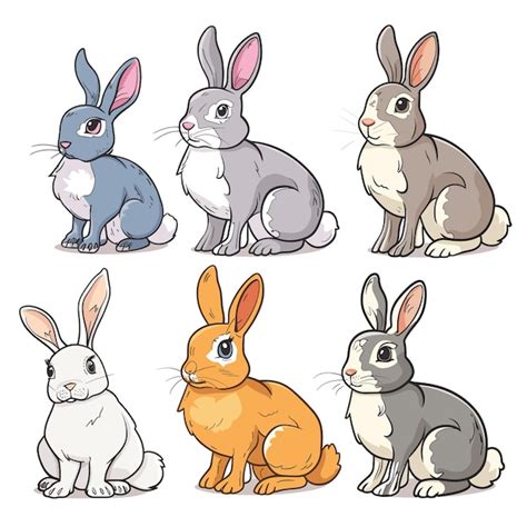 Cole O De Coelhos Ilustrados De V Rias Cores Em Poses De Estilo