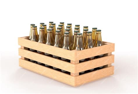 Premium Photo Wooden Box With Glass Bottles Beer Angle View Wood Crate Full Alcohol Drinks