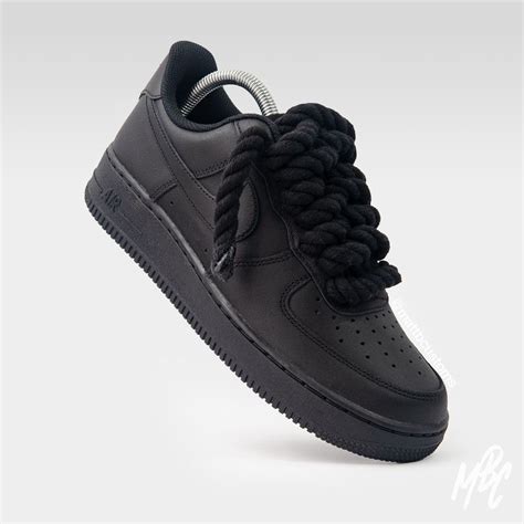 Thicc Laces Design Custom Nike Air Force 1 Trainers Black Nikes