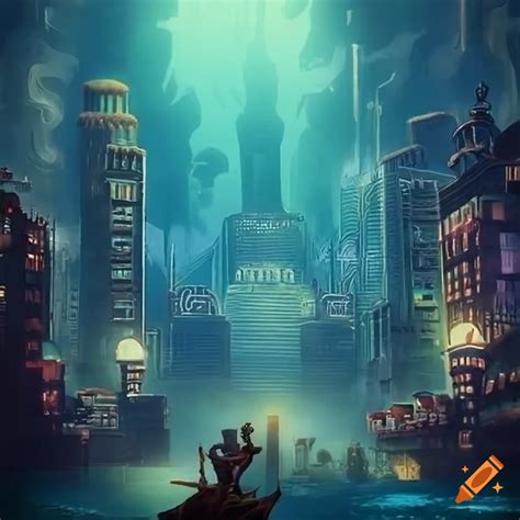 Ethereal Underwater City Inspired By Bioshock In Art Deco Style On Craiyon