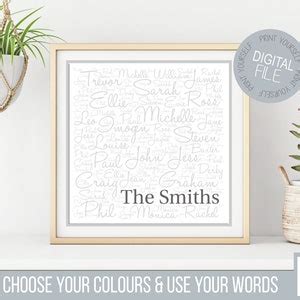 Word Art Family Name Gift Word Art Printable Gift | Etsy