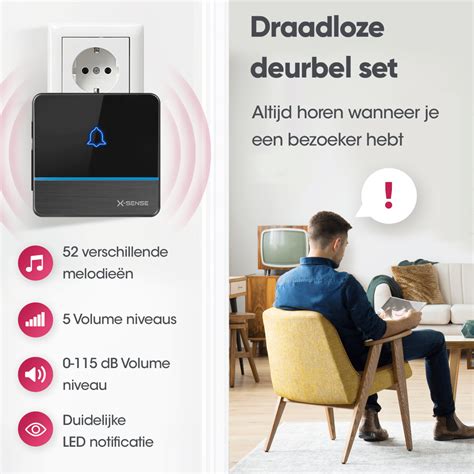 X Sense Wd C Na Draadloze Deurbel Met Ontvangers Zwart