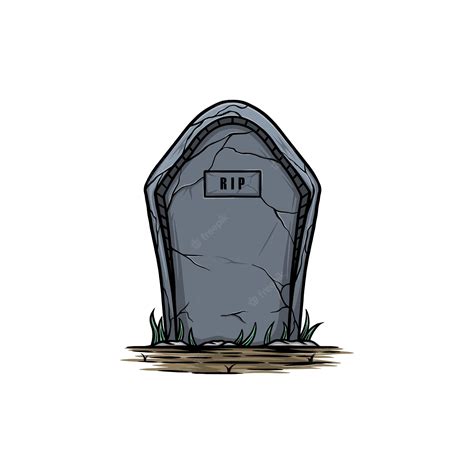 Premium Vector Halloween Tombstone Vector Illustration With Grass And Earth