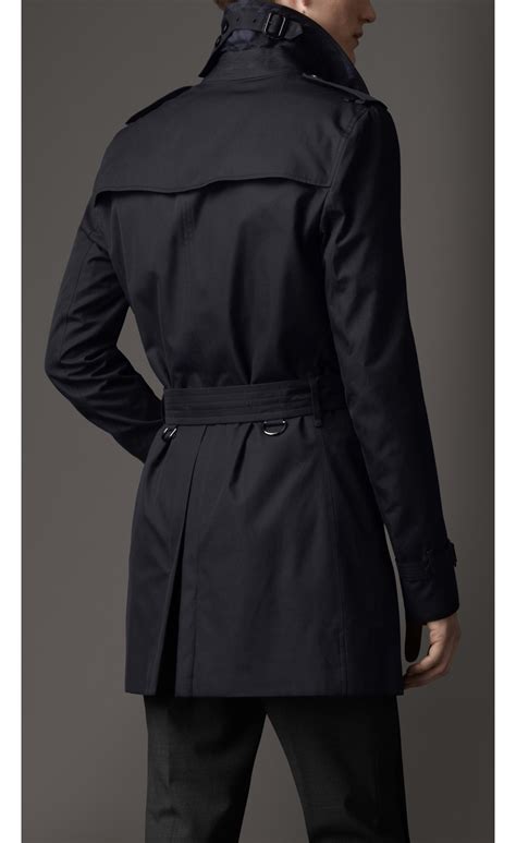 Mid Length Cotton Gabardine Trench Coat In Navy Men Burberry United Kingdom