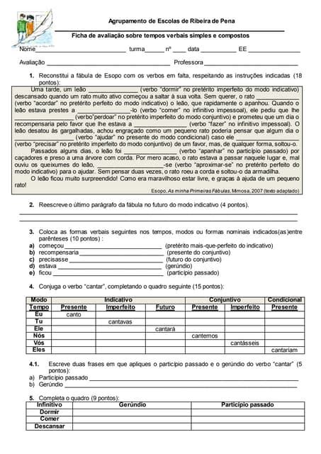 Ficha Verbos Simples E Compostos Pdf