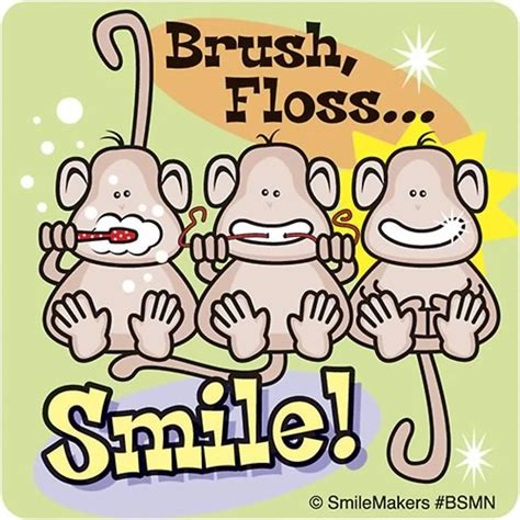 Smilemakers® Dental Stickers Brush Floss Smile Monkey Sticker