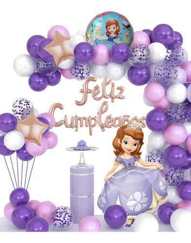 Globos De Princesita Sofia Metalicos Kit Pzs Fiesta Meses Sin Inter S