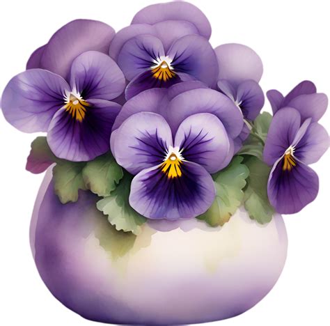 Ai Generated A Vase Of Violets Flower A Watercolor Painting Of A Vase