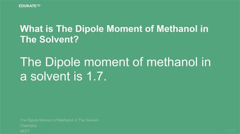 What is The Dipole Moment of Methanol in The Solvent? -Chemistry in Hindi