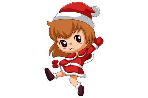 Premium Vector Cute Christmas Girl Cartoon Character Design