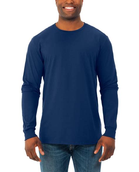 Mens Soft Long Sleeve Crew Neck T Shirt 2 Pack