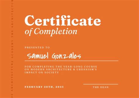 Design Wizard Free Course Completion Certificate Template Sample