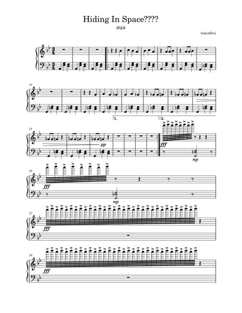 Hiding In Space Sheet Music For Piano Solo