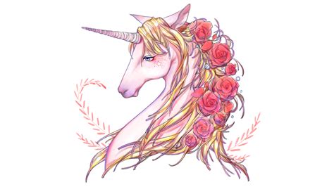 Unicornio Dibujos Animados Linda So Adora Flor Roja Png Dibujos The