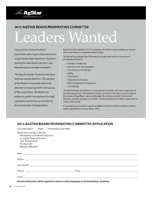 Fillable Online Leaders Wanted AgStar Fax Email Print PdfFiller