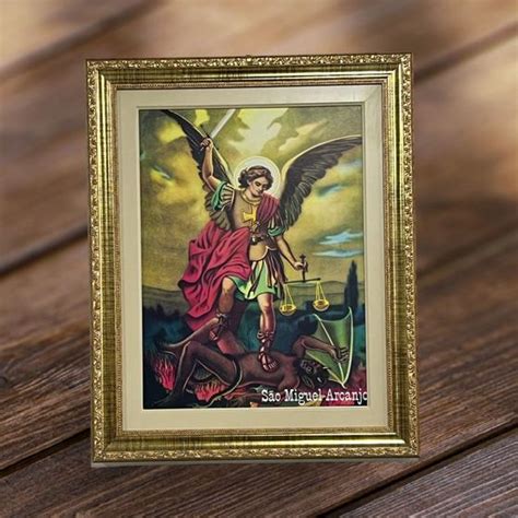 Quadro Imagem S O Miguel Arcanjo X Luxo Original Religioso Santo