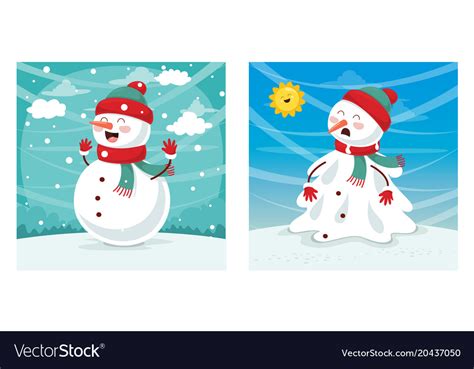 Snowman Melting Royalty Free Vector Image VectorStock