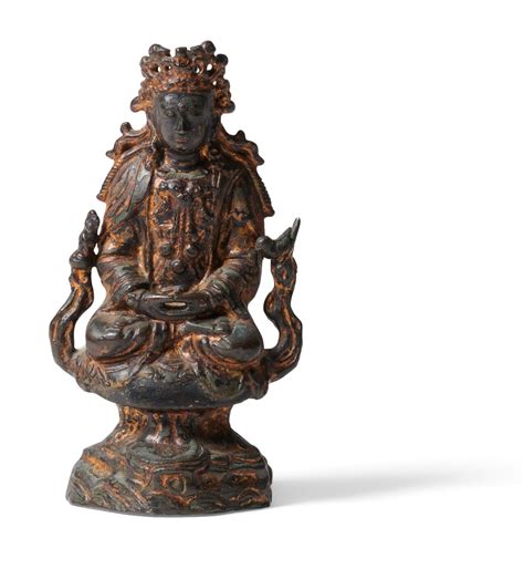 Bid Now A CHINESE GILT LACQUERED BRONZE FIGURE OF GUANYIN MING DYNASTY