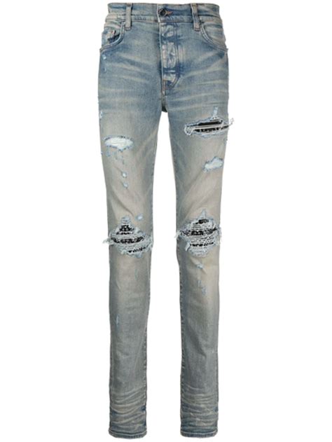 Amiri Blue Mx1 Distressed Effect Skinny Jeans WHATS ON THE STAR