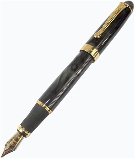 Levin Jinhao X450 Fountain Pen Gold Trim Medium Nib Marble Brown