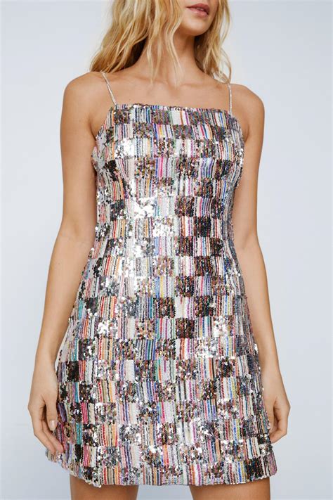 Sequin Checkerboard Mini Dress Nasty Gal