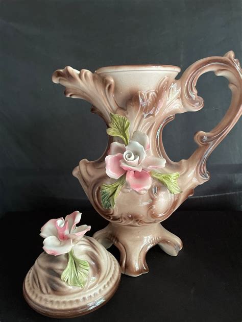 Capodimonte Urn Porcelain Bisque Lidded Footed Urn Handled Urn Table