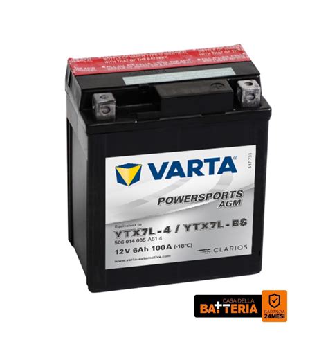 BATTERIA MOTO VARTA YTX7L 4 6Ah 100A 12V DX AGM LIQUIDO Cm 11 4x7