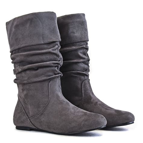 Shiekh Dark Gray Women'S Mid-Calf Boot Kalisa-27 Boots | Shiekh.com