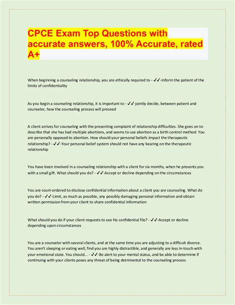 CPCE Exam Top Questions With Accurate Answers 100 Accurate Rated A