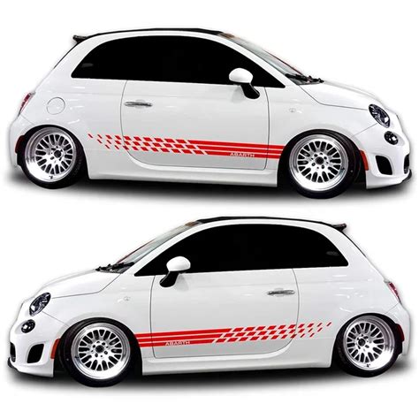 For Set Red Fiat Abarth Side Decal Graphics Racing Stripe Rocker