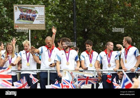 Mens Rowing Gold Medalists In The Parade Celebrating Britains Olympic