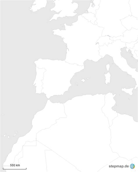 Stepmap Iberische Halbinsel Maghreb Grau Landkarte F R Deutschland