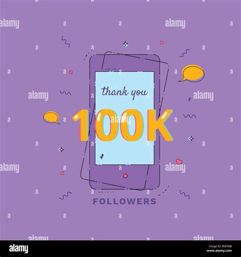 Thank You 100K Followers Vivid Card With Phone Frame Template For