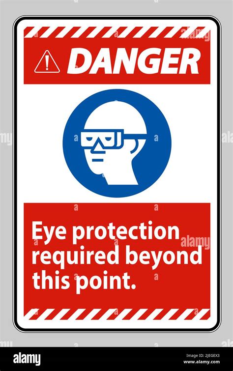 Danger Sign Eye Protection Required Beyond This Point Stock Vector