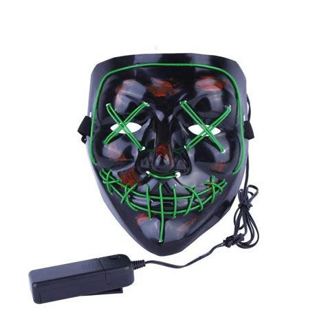 Halloween Led Glow Full Mask El Wire Light Up The Purge Movie Rave