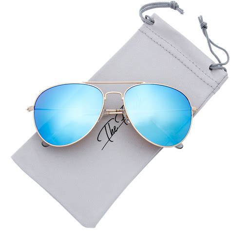 The Fresh Classic Metal Frame Mirror Lens Aviator Sunglasses With T