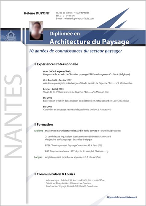 Modèle CV Architecte Paysage Mod7le CV