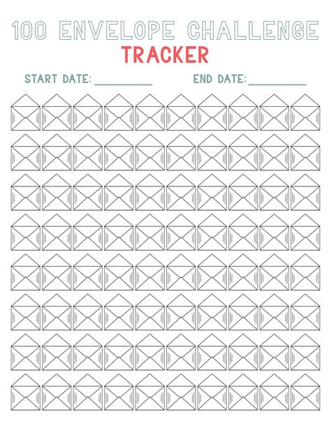 Free Printable Envelope Challenge Templates Pdf Chart