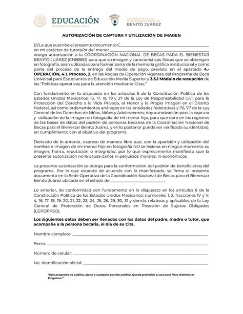 Autorizacion Menor SOLICITUD DE BECAS AUTORIZACIÓN DE CAPTURA Y