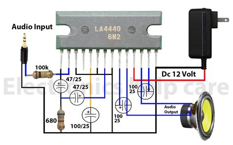 12 Volt Amplifier Circuit Diagram Using LA4440 Circuit Diagram