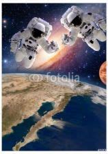 Decormint Plakat Premium Dwa Astronauta Kosmita Planety Spacewalk