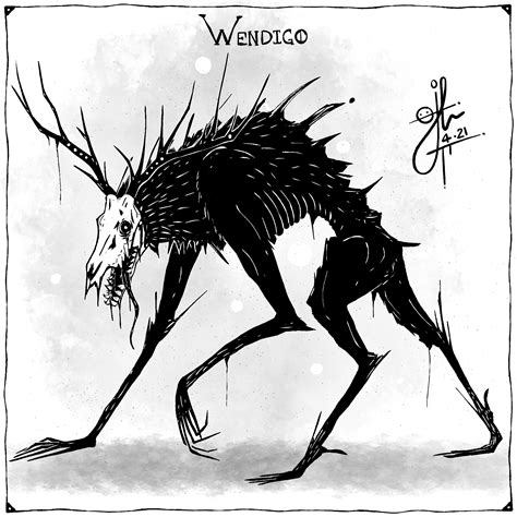 Wendigo I Love Drawing Folklore Creatures And Decided To Draw A